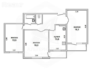 Продажа трехкомнатной квартиры в Бресте, ул. Вольн 172102