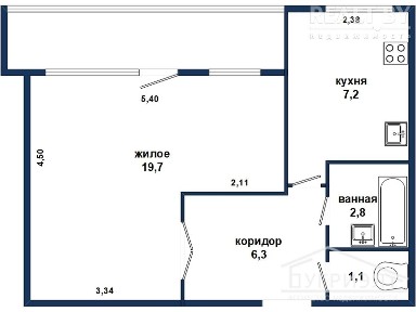 Однокомнатная квартира, Янки Купалы ул. - 390251