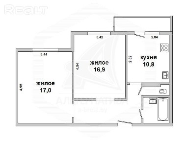 Продажа двухкомнатной квартиры в Бресте, ул. Адамк 211884