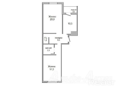 Двухкомнатная квартира, Суворова ул. - 210955