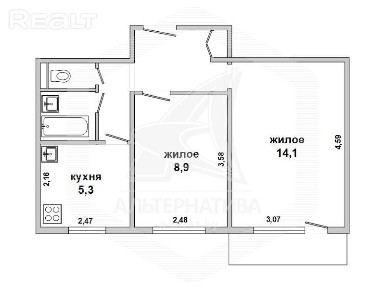 Продажа двухкомнатной квартиры в Бресте, пр-т Парт 160601