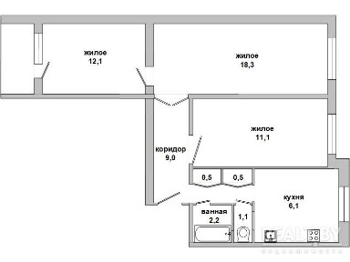 Трехкомнатная квартира, Московская ул. - 191076