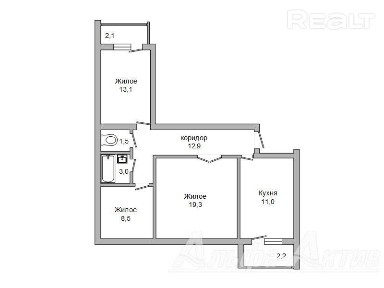 Трехкомнатная квартира. Речицкая ул. - 220903