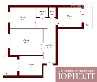 Лот. 14722 3-комнатная квартира, ул. Московская