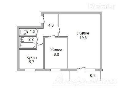 Двухкомнатная квартира, Красноармейская ул. - 230007