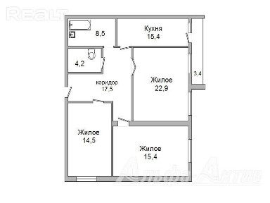 Купить 3-комнатную квартиру, г. Брест, ул. Лейтенанта Рябцева