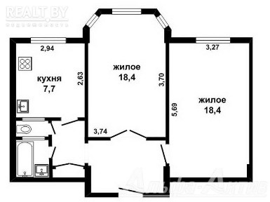 Двухкомнатная квартира, Карла Маркса ул. - 132608