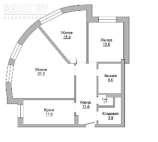 Трехкомнатная квартира, Октябрьской Революции ул. - 180821