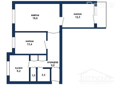 Трехкомнатная квартира, Московская ул. - 230492