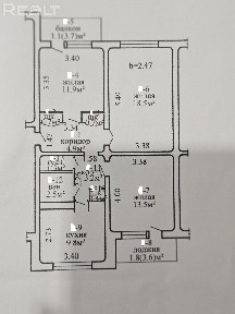 Трехкомнатная новой планировки.