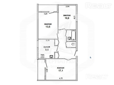 Купить 3-комнатную квартиру, г. Брест, ул. Орджоникидзе, 39