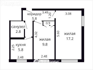 Купить 2-комнатную квартиру, г. Минск, ул. Берестянская, 13
