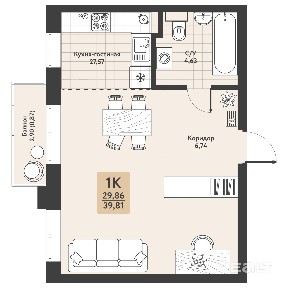 Купить 1-комнатную квартиру, г. Брест, просп. Машерова, 58