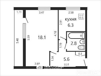 1-комнатная квартира рядом с озером и парком.