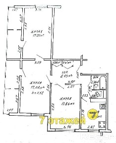 Продается трехкомнатная квартира