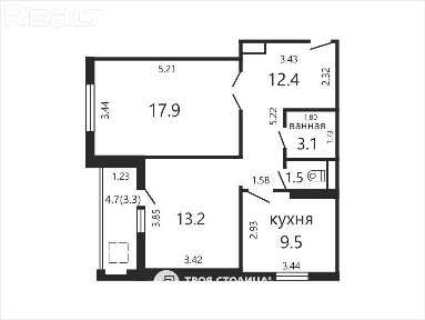 Купить 2-комнатную квартиру, г. Минск, ул. Гвишиани, 9