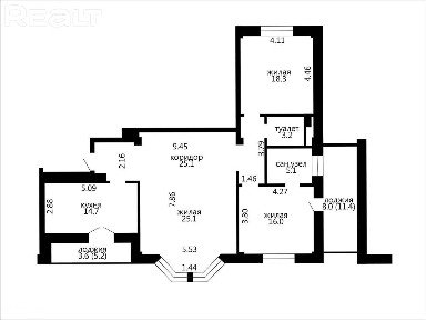Трёхкомнатная квартира в ЖК Изумрудный, Быховская, 35