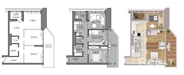 Современная квартира в доме «Сингапур» со свободной планировкой и прекрасным видом на город!