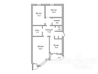 Трехкомнатная квартира, Московская ул. - 220827