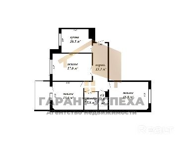 Лот 9201. Брест, ул. Л-та Рябцева. Продажа 3-комнатной квартиры