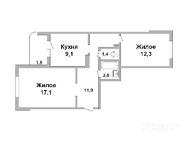 Двухкомнатная квартира, Суворова ул. - 250599