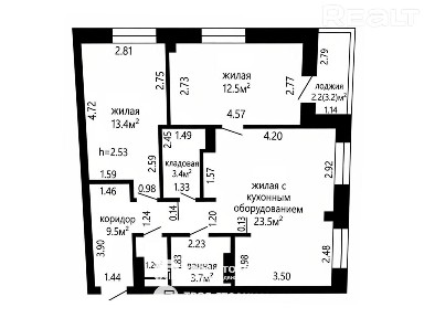 Трехкомнатная квартира по адресу Рогачевская 1