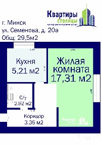 Однокомнатная в окружении зелени с современным ремонтом.